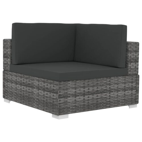 Sectional Corner Chairs 2pcs with Cushions Poly Rattan Grey - Image 4