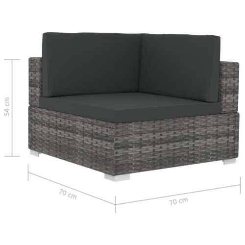 Sectional Corner Chairs 2pcs with Cushions Poly Rattan Grey - Image 5