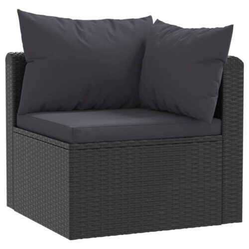 2-Piece Garden Sofa Set with Cushions Poly Rattan Black - Image 3