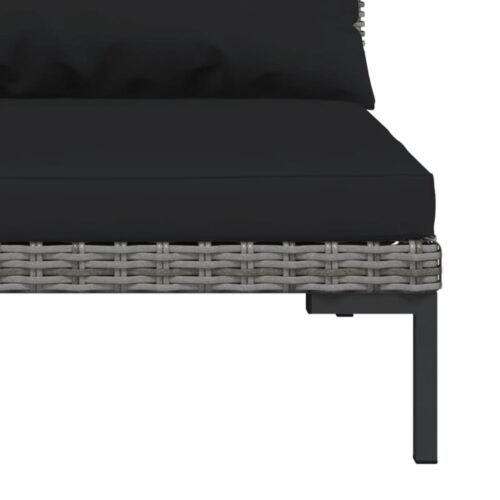 Garden Sofas 3pcs with Cushions Half Round Poly Rattan - Image 4