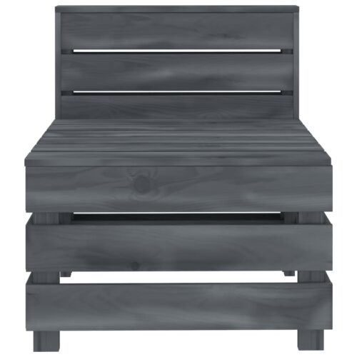 Outdoor Pallet Middle Sofa Garden Patio Lounge Seat Bench Chair Pine Wood Grey - Image 6