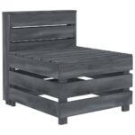 Outdoor Pallet Middle Sofa Garden Patio Lounge Seat Bench Chair Pine Wood Grey