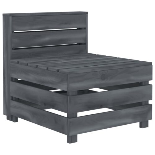 Outdoor Pallet Middle Sofa Garden Patio Lounge Seat Bench Chair Pine Wood Grey