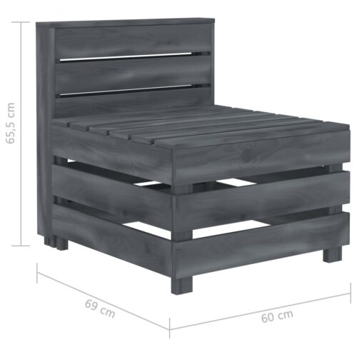 Outdoor Pallet Middle Sofa Garden Patio Lounge Seat Bench Chair Pine Wood Grey - Image 5