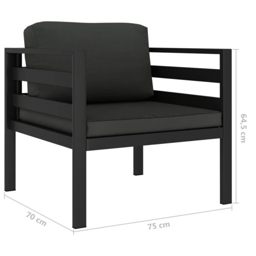 Single Sofa with Cushions Aluminium Anthracite - Image 6