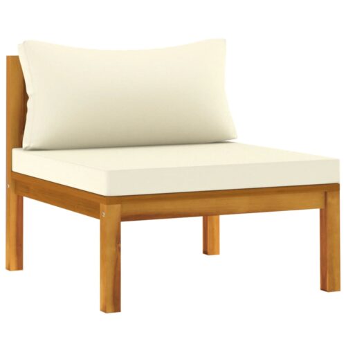 2-Piece Garden Sofa Set with Cream White Cushions Acacia Wood - Image 7
