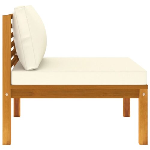 2-Piece Garden Sofa Set with Cream White Cushions Acacia Wood - Image 8