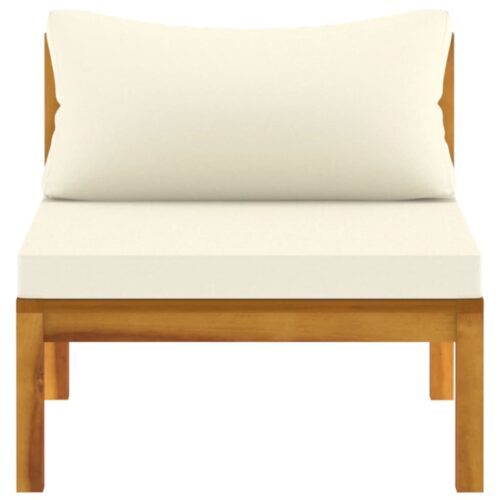 2-Piece Garden Sofa Set with Cream White Cushions Acacia Wood - Image 9
