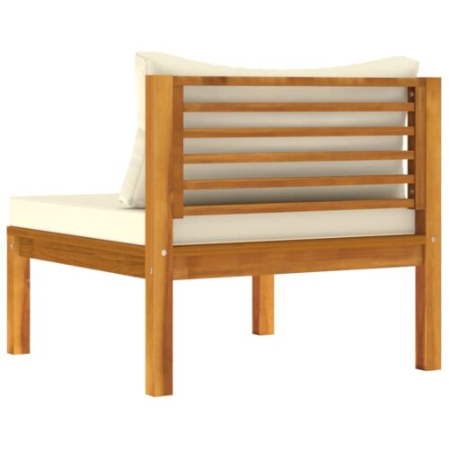 2-Piece Garden Sofa Set with Cream White Cushions Acacia Wood - Image 10