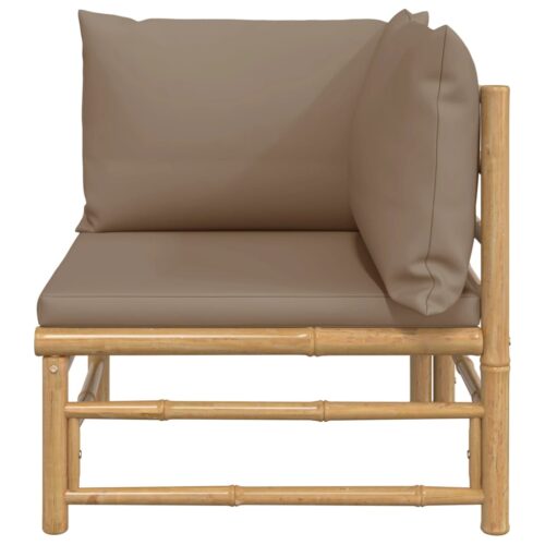 Garden Corner Sofa with Taupe Cushions Bamboo - Image 3