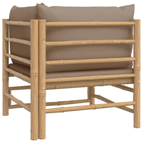 Garden Corner Sofa with Taupe Cushions Bamboo - Image 5