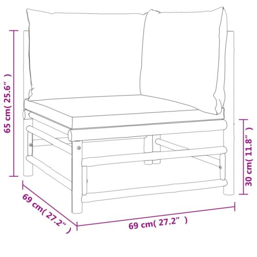 Garden Corner Sofa with Taupe Cushions Bamboo - Image 7