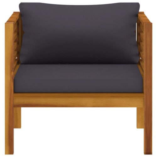 Garden Chair with Dark Grey Cushions Solid Acacia Wood - Image 3