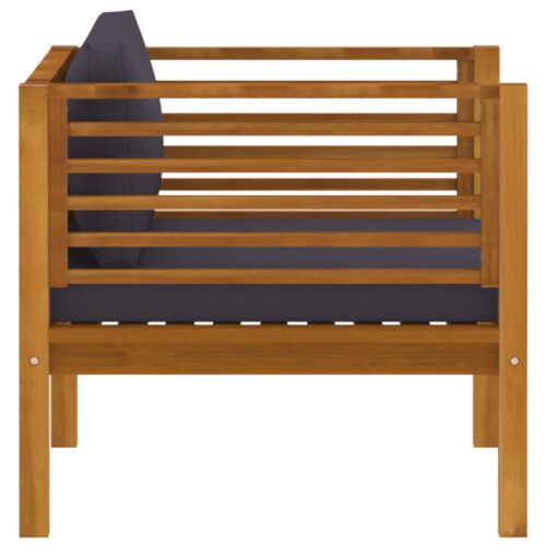 Garden Chair with Dark Grey Cushions Solid Acacia Wood - Image 4