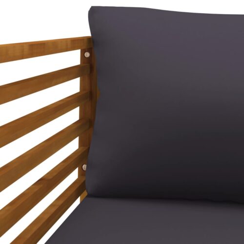 Garden Chair with Dark Grey Cushions Solid Acacia Wood - Image 6