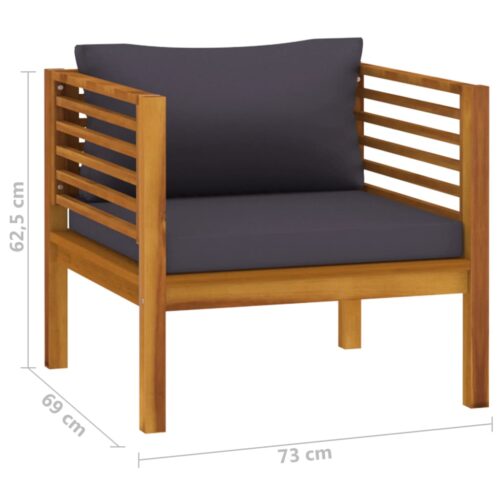 Garden Chair with Dark Grey Cushions Solid Acacia Wood - Image 7