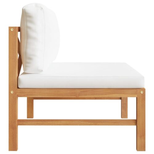 Middle Sofa with Cream Cushions Solid Teak Wood - Image 3