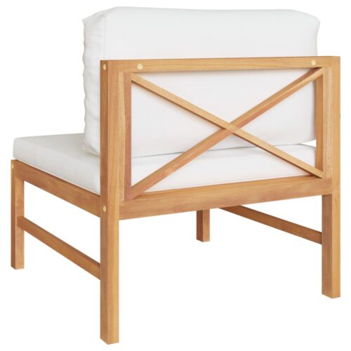 Middle Sofa with Cream Cushions Solid Teak Wood - Image 4