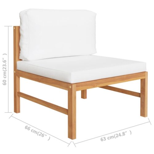 Middle Sofa with Cream Cushions Solid Teak Wood - Image 6