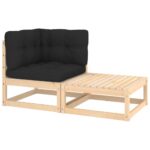 2-Piece Garden Lounge Set with Cushions Solid Pinewood