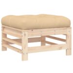 Pine Wood Outdoor Footstool Garden Patio Bench Ottoman Stool Chair Seat