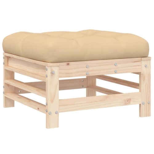 Pine Wood Outdoor Footstool Garden Patio Bench Ottoman Stool Chair Seat