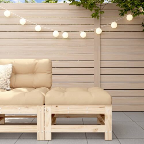 Pine Wood Outdoor Footstool Garden Patio Bench Ottoman Stool Chair Seat - Image 2