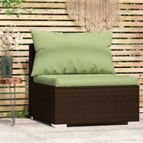 Garden Middle Sofa with Cushions Brown Poly Rattan - Image 2