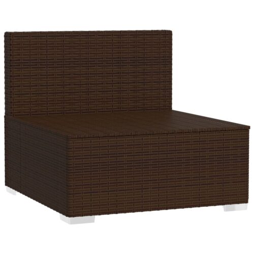 Garden Middle Sofa with Cushions Brown Poly Rattan - Image 3
