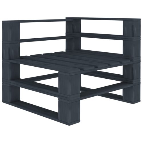 Garden 2-Seater Pallet Sofa Grey Solid Pinewood - Image 4