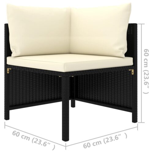 2-Seater Garden Sofa with Cushions Black Poly Rattan - Image 5