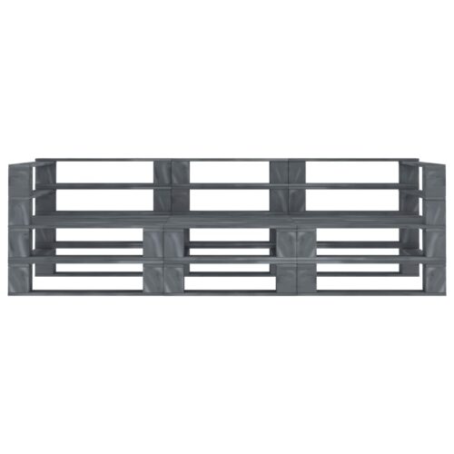 3-Seater Outdoor Pallet Sofa Set Garden Patio Lounge Bench Chair Pine Wood Grey - Image 2
