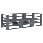 3-Seater Outdoor Pallet Sofa Set Garden Patio Lounge Bench Chair Pine Wood Grey