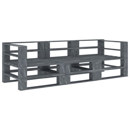 3-Seater Outdoor Pallet Sofa Set Garden Patio Lounge Bench Chair Pine Wood Grey