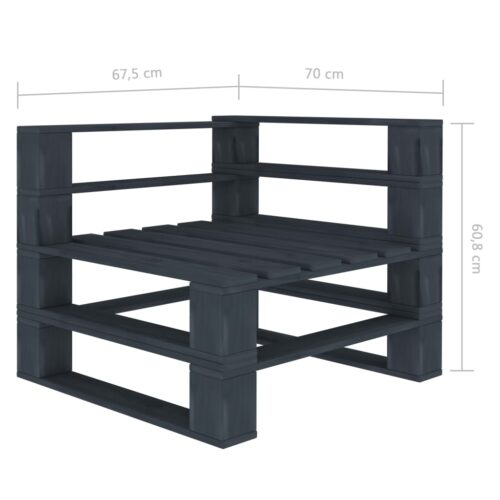 3-Seater Outdoor Pallet Sofa Set Garden Patio Lounge Bench Chair Pine Wood Grey - Image 12