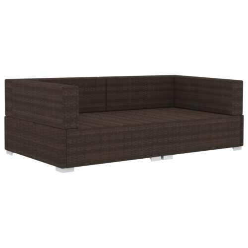 Sectional Corner Chairs 2pcs with Cushions Poly Rattan Brown - Image 3