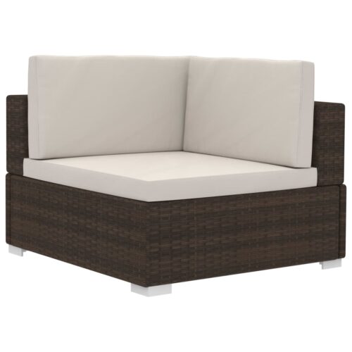 Sectional Corner Chairs 2pcs with Cushions Poly Rattan Brown - Image 4