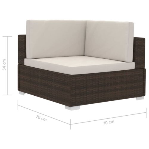 Sectional Corner Chairs 2pcs with Cushions Poly Rattan Brown - Image 5