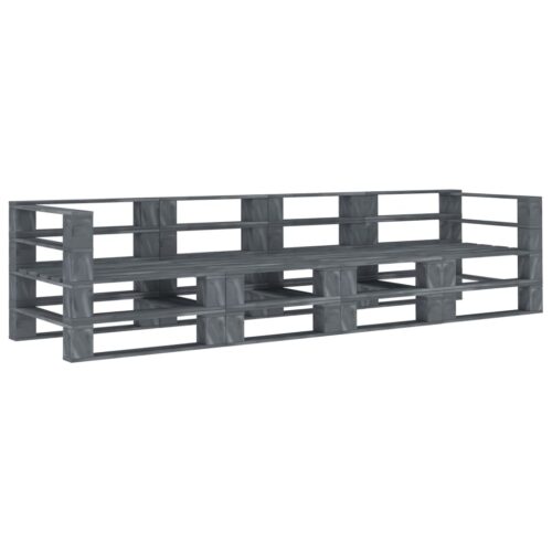 4-Seater Outdoor Pallet Lounge Set Garden Patio Sofa Bench Chairs Pine Wood Grey