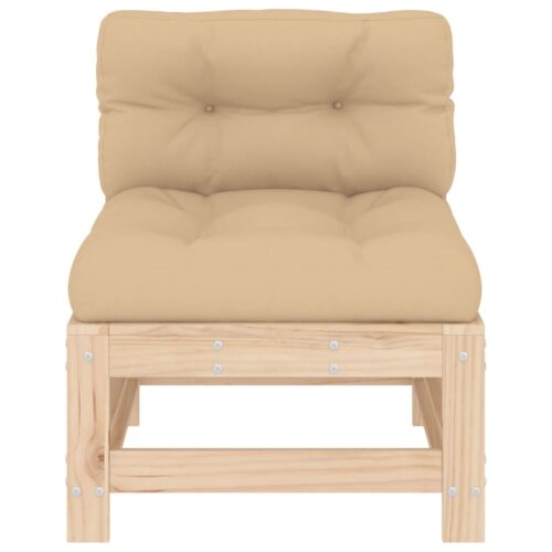 Middle Sofa with Cushions Solid Wood Pine - Image 3