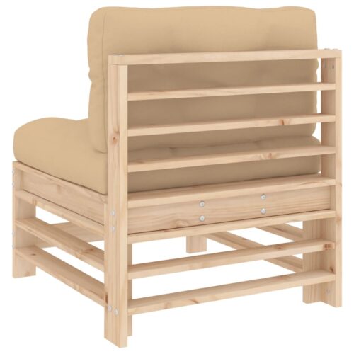 Middle Sofa with Cushions Solid Wood Pine - Image 5