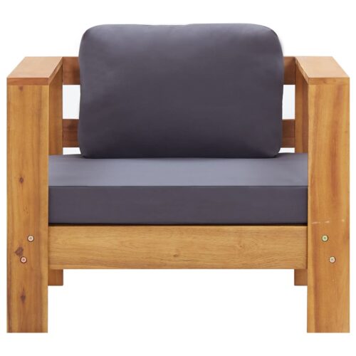 Garden Sofa Chair with Cushion Dark Grey Solid Acacia Wood - Image 2