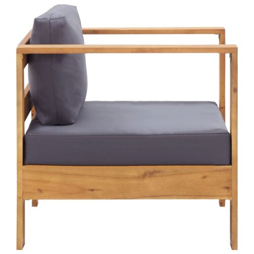 Garden Sofa Chair with Cushion Dark Grey Solid Acacia Wood - Image 4