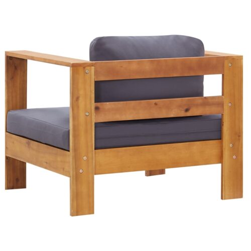 Garden Sofa Chair with Cushion Dark Grey Solid Acacia Wood - Image 5