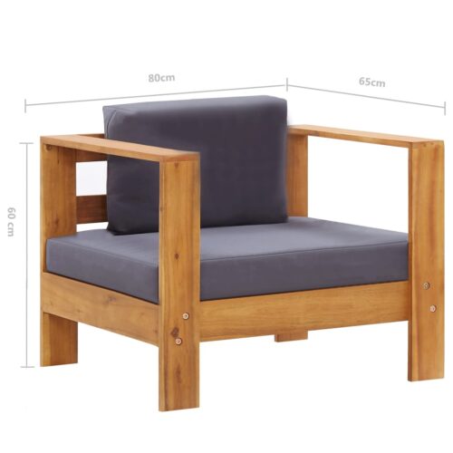 Garden Sofa Chair with Cushion Dark Grey Solid Acacia Wood - Image 7