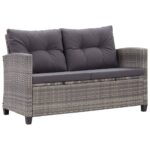 2-Seater Garden Sofa with Cushions Grey 124cm Poly Rattan