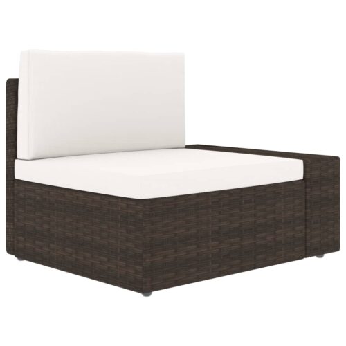 3-Piece Garden Lounge Set Poly Rattan Brown - Image 5