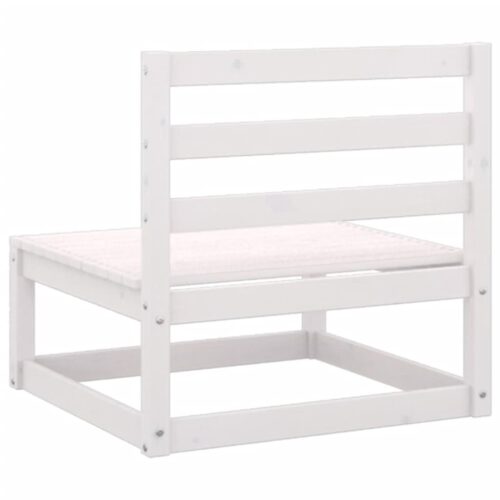 Garden Middle Sofa with Anthracite Cushions White Solid Pinewood - Image 5