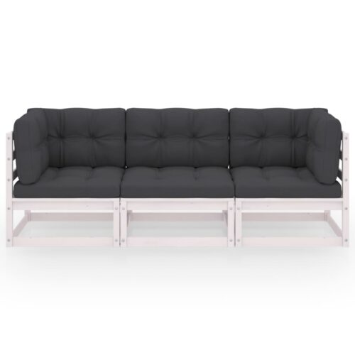 3-Seater Garden Sofa with Cushions Solid Pinewood - Image 2