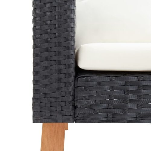 3-Seater Garden Sofa with Cushions Poly Rattan Black - Image 7